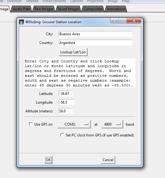 Antena y configuración para imágenes automáticas NOAA.