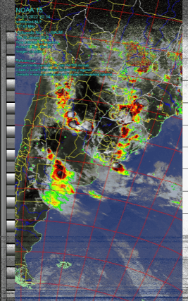 Satélite NOAA con tormentas en Argentina y región.