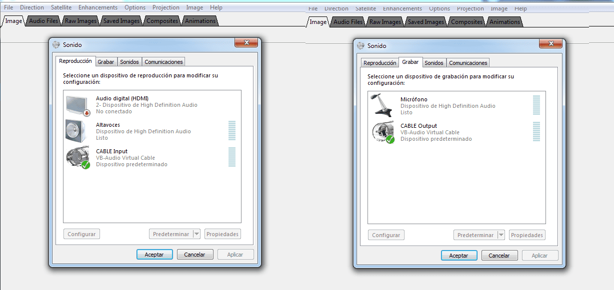 Altavoz y cable virtual para recepción automática de imágenes satelitales NOAA.